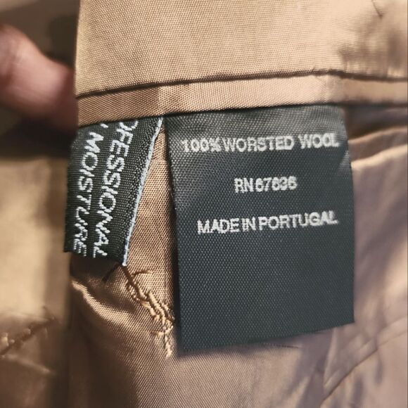 YSL Yves Saint Laurent Double Breasted Peak Lapel Houndstooth Wool Blazer Brown - Picture 9 of 12